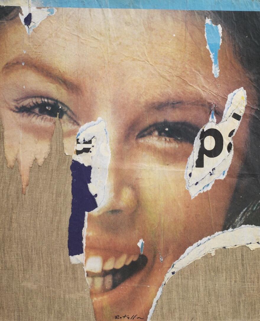 Mimmo Rotella, Sorriso P, 1963 Décollage on canvas Image courtesy of Tornabuo