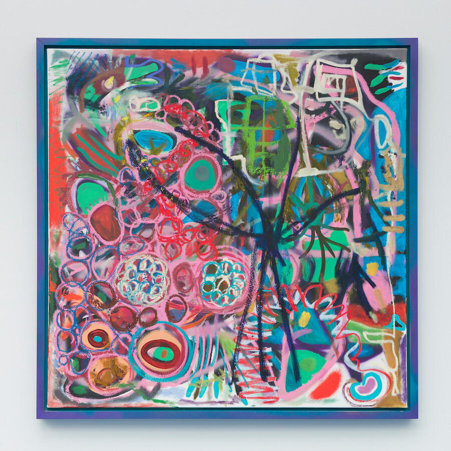 UMAN Untitled, 2022 acrylic, oil and oil stick on canvas 38.19" x 38.27" (97 cm x 97.2 cm) $30,000